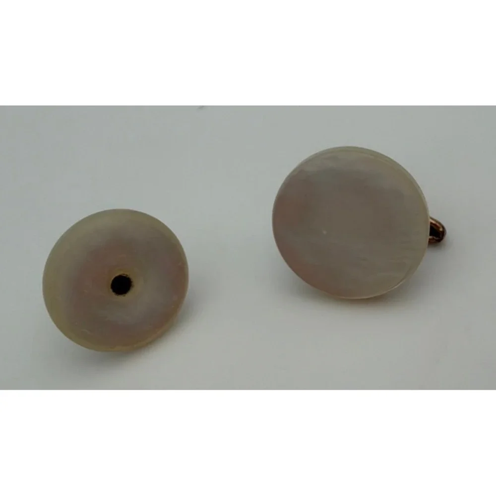 Vintage Mother of Pearl Cufflink and Shirt Stud Set Iridescent Round Q015